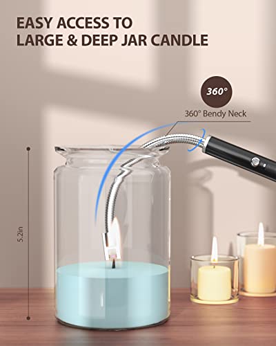 Rechargeable Electric Candle Lighter with Long Gooseneck - Black