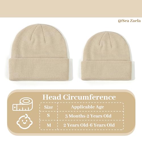 4-Pack Baby Winter Knit Beanie Hat Set - 6-24 Months, White/Purple/Pink/Beige