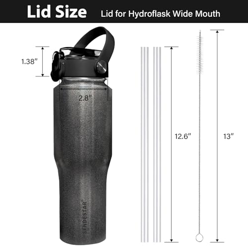 SENDESTAR Black Spout Lid for Hydroflask Wide Mouth Water Bottles - Fits 18oz-73oz