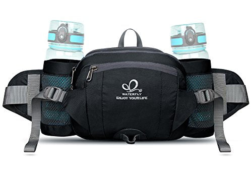 Fanny Pack Waist Bag with 2 Water Bottle Holders - Black