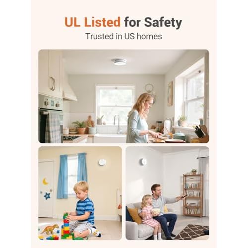 Jemay Smoke Alarm Detector, 10-Year Battery Fire Alarms Photoelectric Smoke Detectors with Voice Alert & Failure Warning, Easy Install Fire Detector for House, UL217-9th,1 Packs