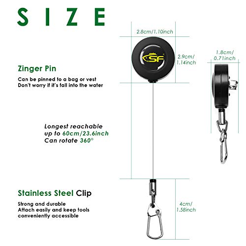 Fly Fishing Zinger Retractor Tool - 3 Pcs Steel Cord Combo