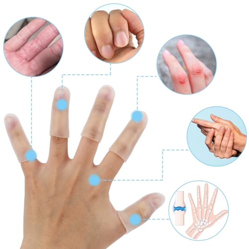 Silicone Finger Cots for Eczema & Cracking - 10 Piece Set, Clear & Nude