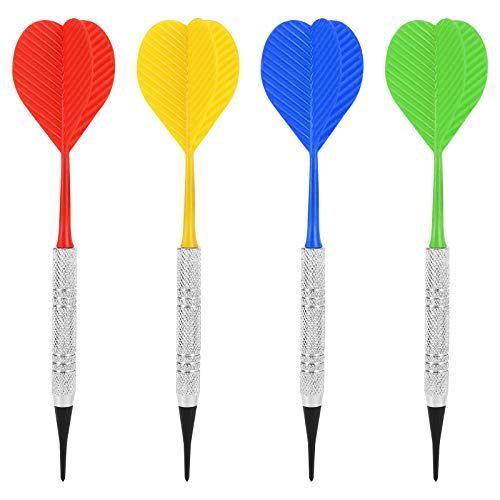 Soft Tip Darts Set - 12 Plastic Darts with 100 Extra Tips - Silver