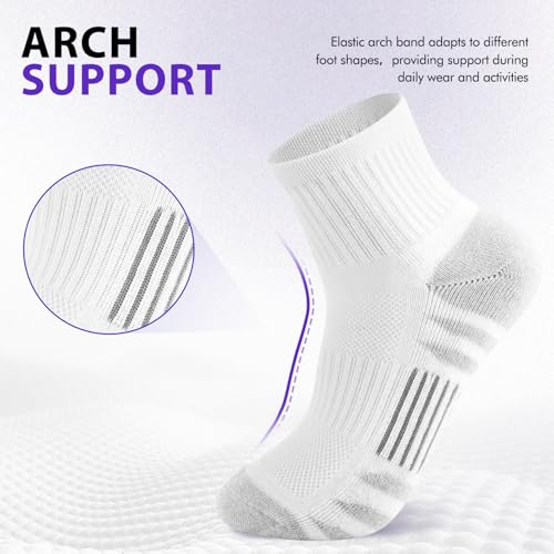 Athletic Running Ankle Socks for Women - 5 Pairs, Grey