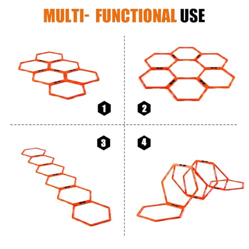 Hexagon Agility Rings Set - 6 Portable Speed Training Rings
