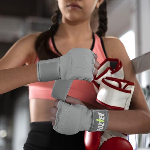 Boxing Hand Wraps with Knuckle Protection - Grey / Small-Medium
