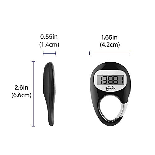 3D Step Counter Pedometer for Walking - Black