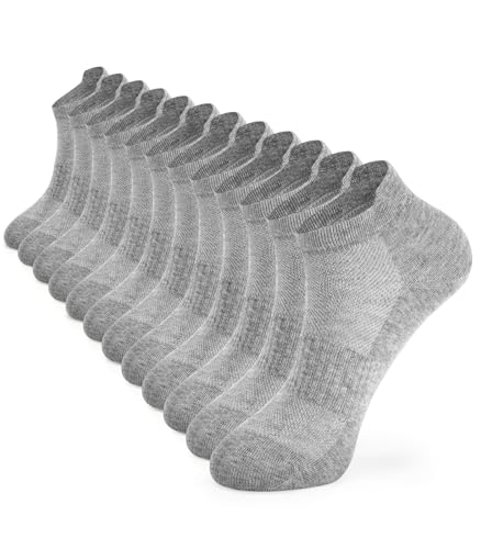 Breslatte Breathable Mesh Ankle Socks for Women Men - Grey, Size 6-11