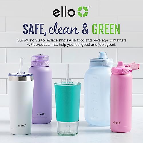 Ello Monterey 24oz Silver Double Walled Insulated Plastic Tumbler with Straw & Coaster