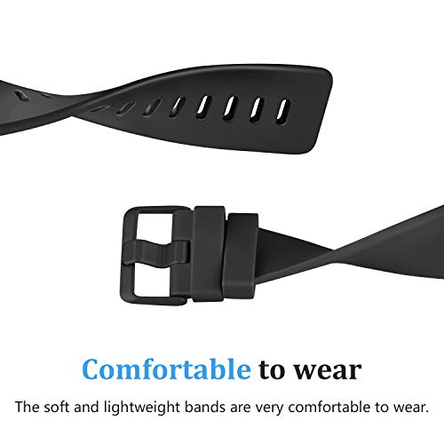 Fitbit Versa Bands - 2 Pack Soft Silicone Sport Strap - Black+Black