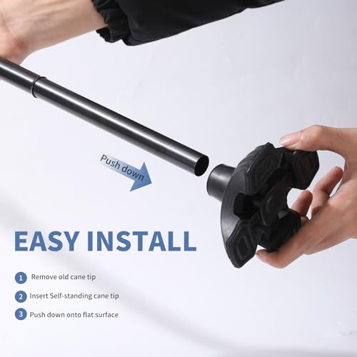 3/4 Inch Quad Cane Tips - Rubber Self-Standing Tips for Walking Canes