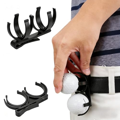 2PCS Golf Ball Holder with Clip - Quick Release Golf Bag Accessory