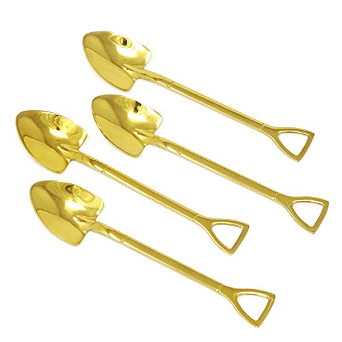 Gold Stainless Steel Mini Shovel Spoons - Set of 4