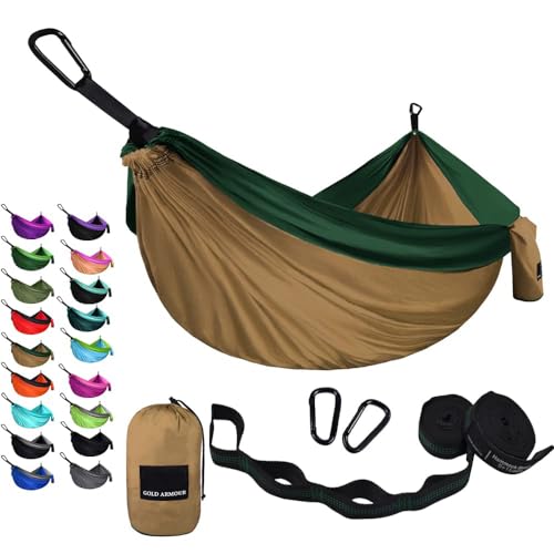 Gold Armour Camping Hammock - Portable Single Accessories Gear for