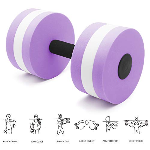 Water Dumbbells for Pool Exercise - 2 Pcs Lightweight EVA Foam - Purple