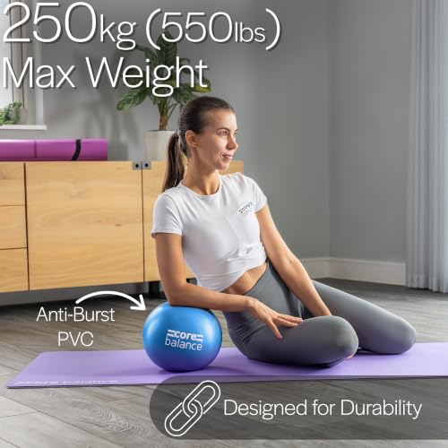 9 Inch Anti-Burst Pilates Ball - Mini Exercise Ball for Yoga, Barre, Stretching - Blue