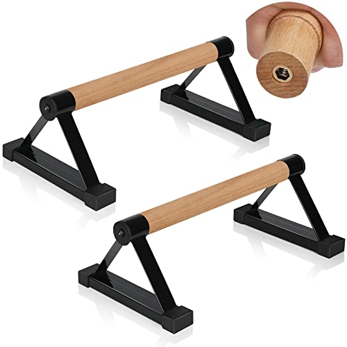 Wood Push Up Bars - Anti-Slip Handstand Parallettes - Black