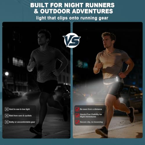 Rechargeable Clip-On Running Lights - LED Safety Flashlight - Black