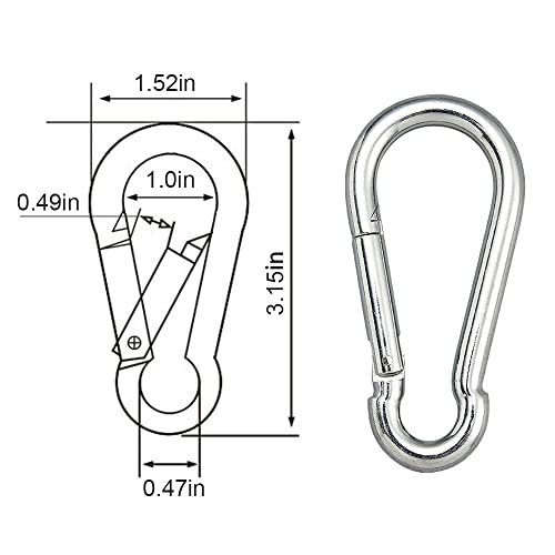 5PCS Heavy-Duty Stainless Steel Carabiner Clips - 600 lb Capacity