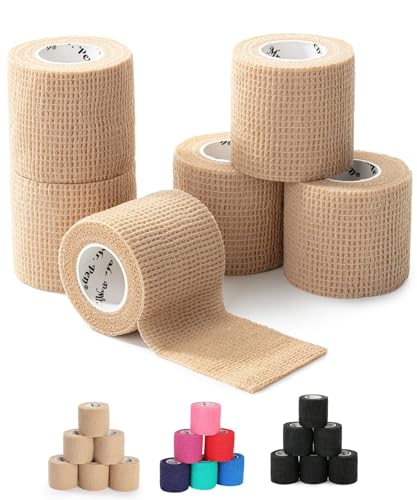 Self-Adhesive Bandage Wrap - Skin Color, 2" x 5 Yards, 6 Pack