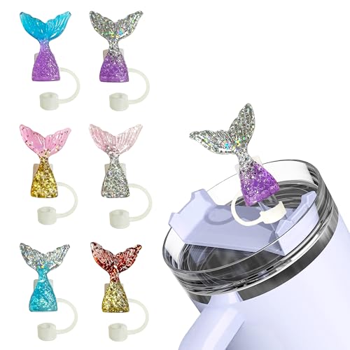 Mermaid Straw Covers - 6PCS Silicone Caps for 30&40 Oz Tumblers