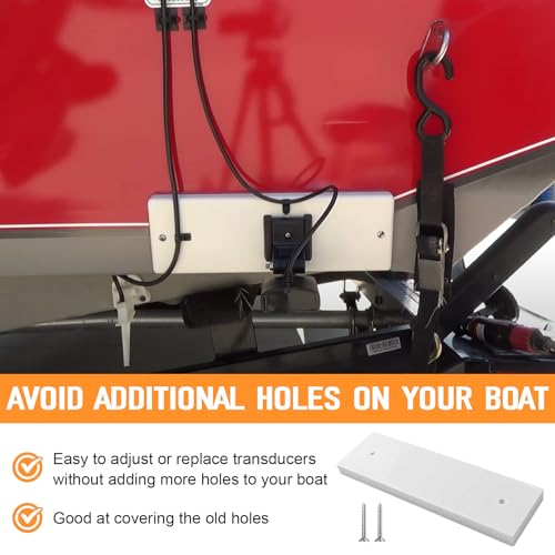 Marine-Grade Transducer Mounting Plate for Boats - 12x3.5 inch UV Resistant White