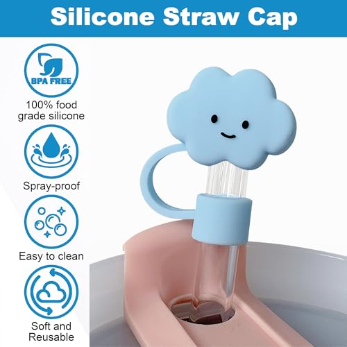 5-Piece Tumbler Accessory Set: Silicone Boot, Straw Topper & Charm - Blue