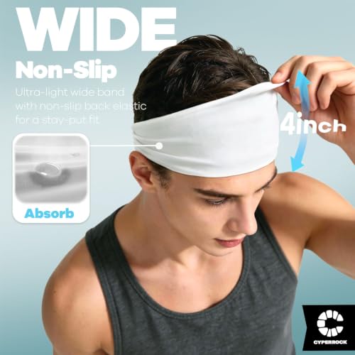 Moisture-Wicking Wide Headband for Sports & Workouts - Black