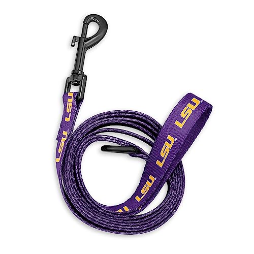 LSU Tigers Adjustable Dog Collar and 6 Ft Leash Set