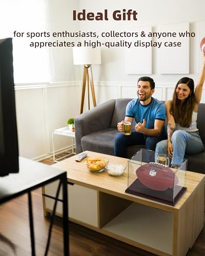 Acrylic Football Display Case with Solid Wood Base - UV Protected