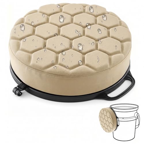 Tan 5 Gallon Bucket Seat for Yeti Loadout with 3-Inch Foam, Swivel & Hook