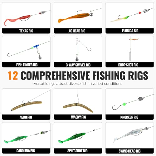 PLUSINNO 397pcs Fishing Accessories Kit with Tackle Box - Complete Fishing Gear Set for Bass & Trout