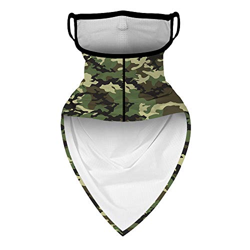 Neck Gaiter Face Mask - UV Protection, Ear Loop - Green & Black