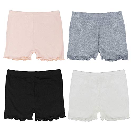 Girls 6-7 Years Non-Transparent Under Dress Shorts Set - White/Black/Pink (FreeNFond)