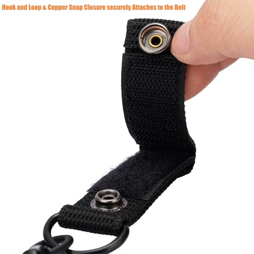 TACNEX 1 pcs Coil Pistol Lanyard Duty Belt Keeper with D Ring & Metal Clip
