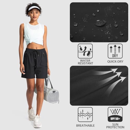 Women's Quick Dry Cargo Shorts - Lightweight Hiking Shorts with Zipper Pockets