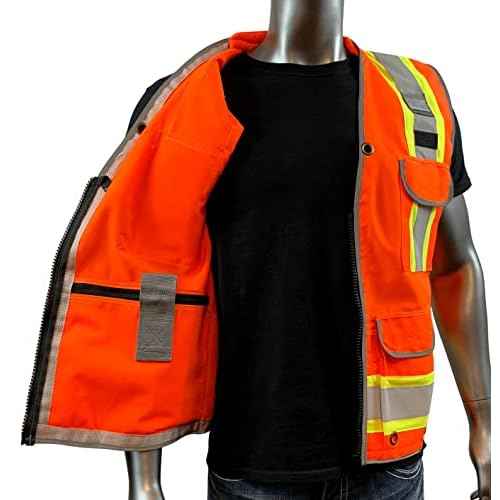 REXZUS A Reflective Vest Class 2 Heavy Woven Two Tone Engineer Hi Viz Safety Vest 3M 8712 Tape