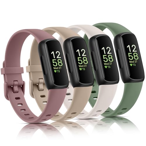 Vancle 4 Pack Bands Compatible with Fitbit Inspire 3 for Women Men,