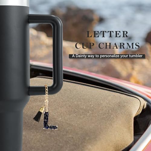 Initial Letter Charm for Tumbler Handle - Personalized L Charm Black