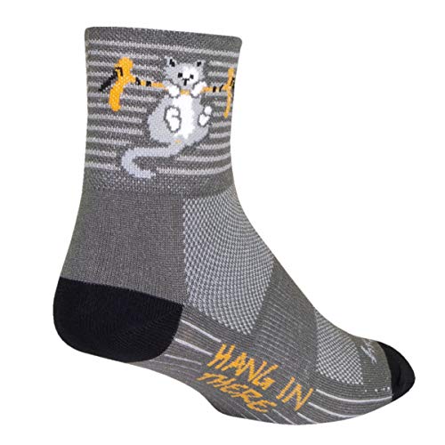 SockGuy Classic Hang in There Cycling & Running Socks L/XL - Supportive Athletic Socks