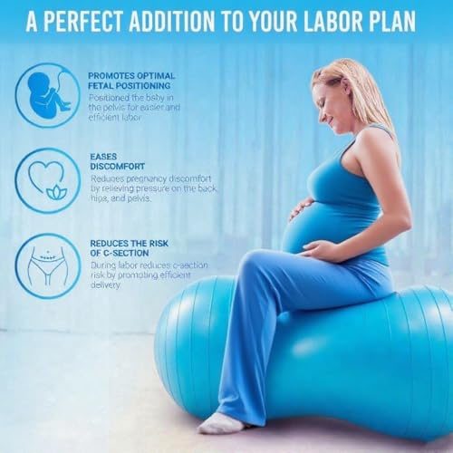 Blue Peanut Shape Exercise Ball 90x45cm Anti-Burst Fitness Yoga & Therapy