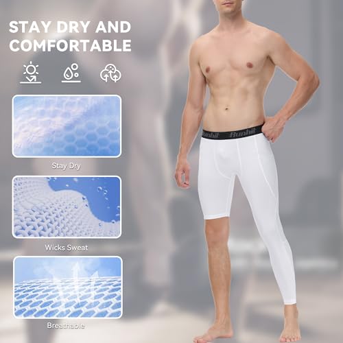 Men's Full-Length Single Leg Compression Pants - White Left Long