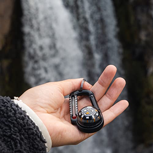 TempaComp Ball Compass & Thermometer Carabiner - Clip-On Accessory