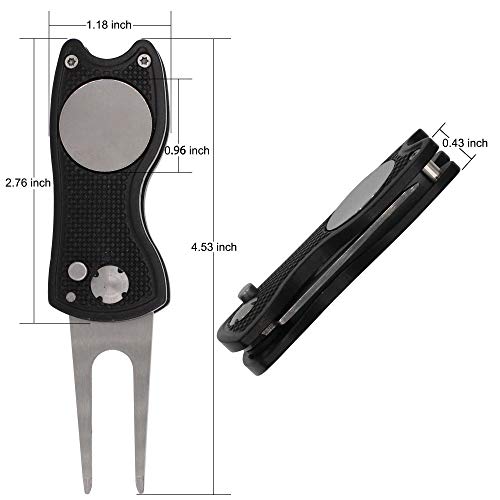 Golf Divot Repair Tool with Magnetic Ball Marker - Black
