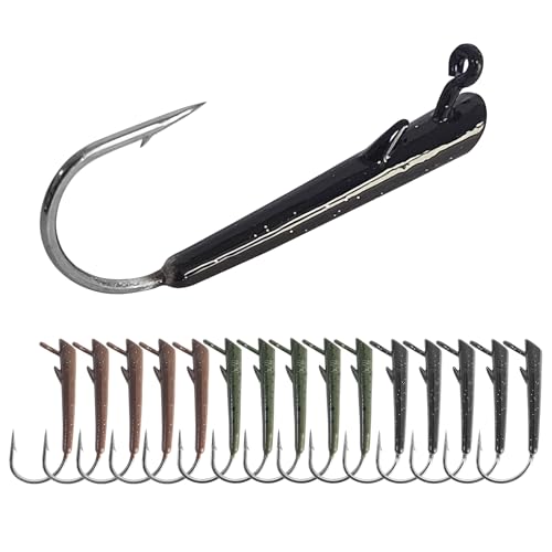 Eupheng Ozark Rig Jig Heads 3/16oz 15PCS Weedless Hover Rig Texas Hooks