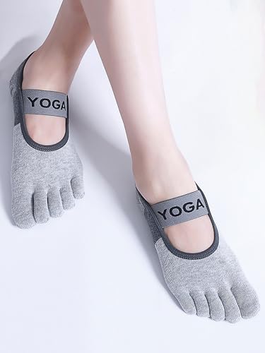 Non-Slip Yoga Socks with Grips for Pilates - Light Gray