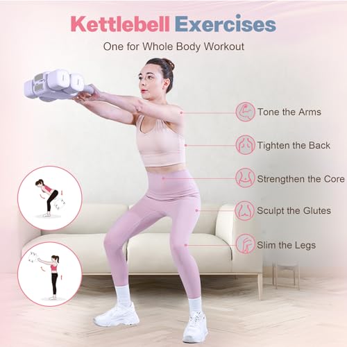 Kisnbld Adjustable Dumbbell & Kettlebell Set - Purple 2-in-1 Home Gym Equipment