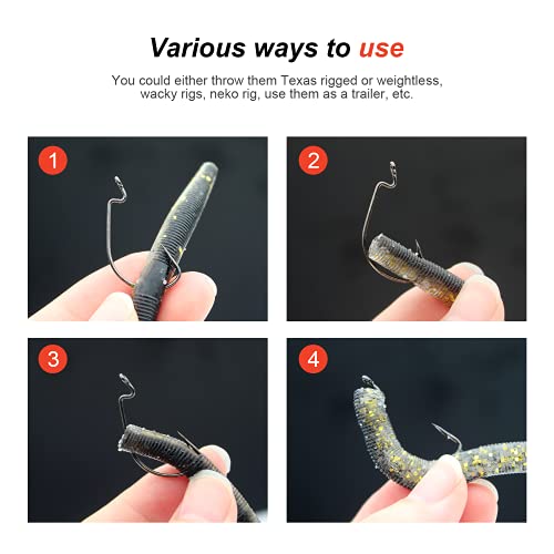 Soft Plastic Worms Fishing Lures Kit with Jig Heads - 25pcs, 5 Colors