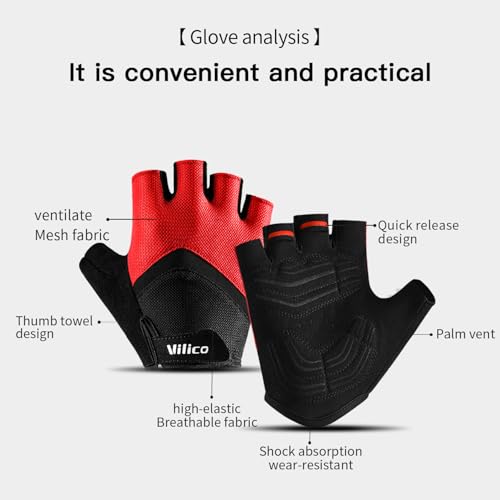 Fingerless Cycling Gloves with Gel Padding - White, Large